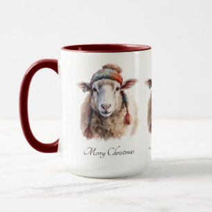 Taza Gorra de invierno oveja de Navidad texto personali