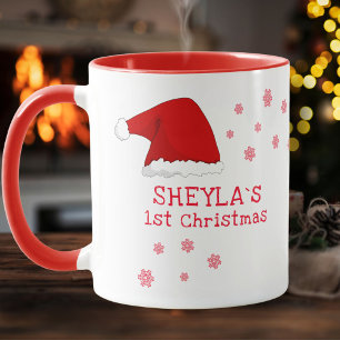 Taza Gorra de Santa de la primera Navidad del bebé Copo