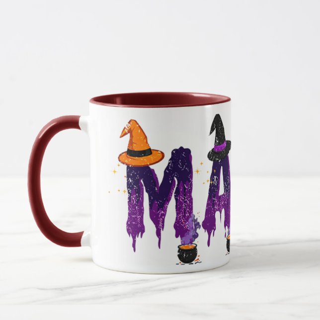 Taza Gorra y ollas de bruja morado y mami negra (Izquierda)