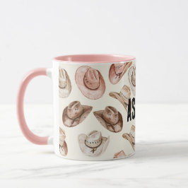 Taza Gorras de la chica de vaca rosa marrón occidental