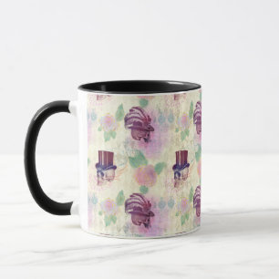 Taza Gorras de Steampunk púrpura victorianos Feathers 