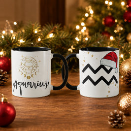 Taza Gorrito de Santa de Acuario Zodiaco Navidad
