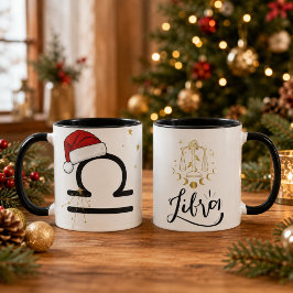 Taza Gorrito de Santa de Libra del Zodiaco en Navidad