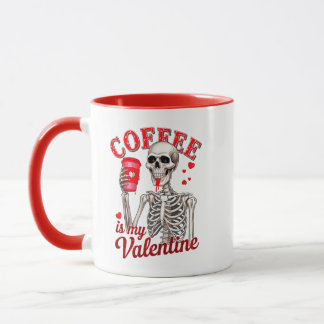 Taza Gothic Coffee Es Mi Novia Esqueleto Bebiendo 