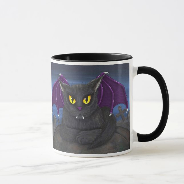 Taza gótica del arte de la fantasía del gato del (Derecha)