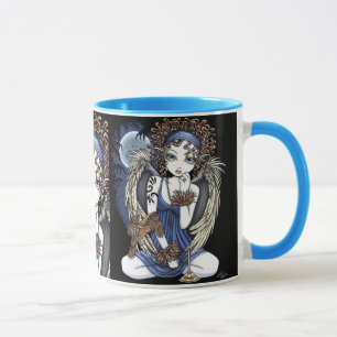 Taza gótica del arte del ángel del pájaro del