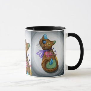 Taza gótica del arte del gato del remiendo de la