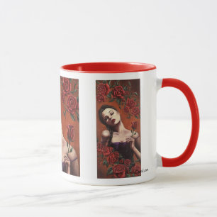 Taza gótica del rosa rojo de la taza del arte de