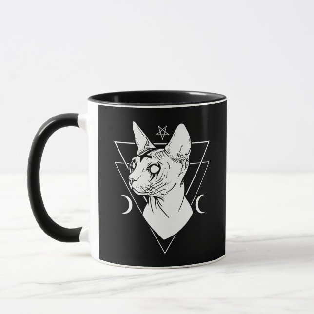 Taza Gótico negro Metalizado de gato y Metalizado de mu (Izquierda)