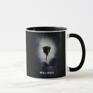 Taza Gótico Rosa negro goteando sangre macabra