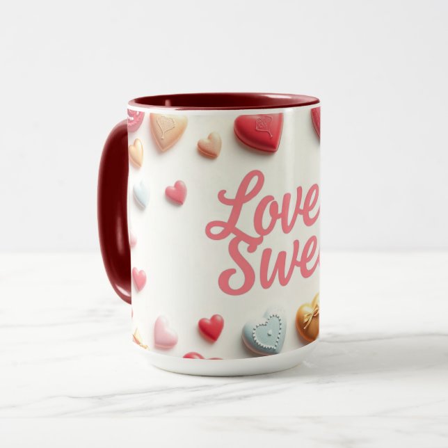 Taza Gourmet Chocolate Valentine "Love Is Sweet" (Anverso izquierdo)