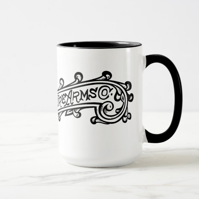 Taza grabada armas del logotipo de la voluta del (Derecha)
