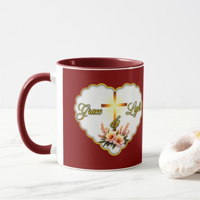 Taza Grace and Light – Christian Easter - caneca (Con donut)