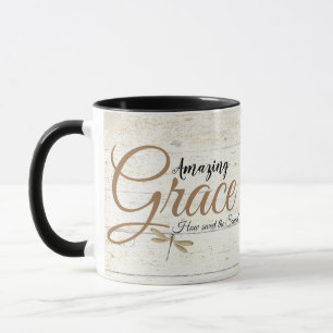 Taza Gracia asombrosa en madera 