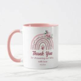 Taza gracias boho arcoíris rosa ducha botánica de bebé