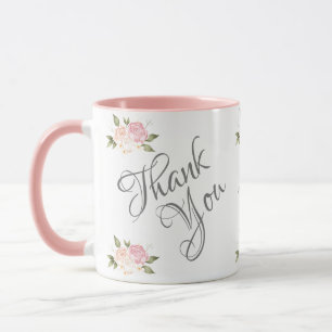 Taza Gracias Bonito de acuarela rosa floral