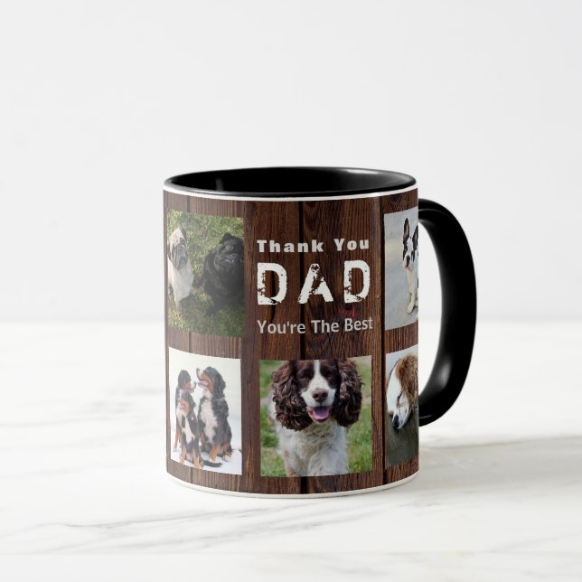 Taza Gracias DAD Collage de fotos Mug Rustic (Anverso derecho)