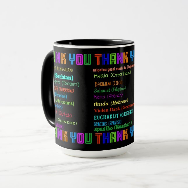 Taza Gracias en 30 idiomas diferentes (Anverso izquierdo)