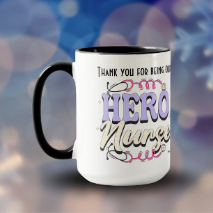Taza Gracias enfermera tipografía rosa PERSONALIZAR