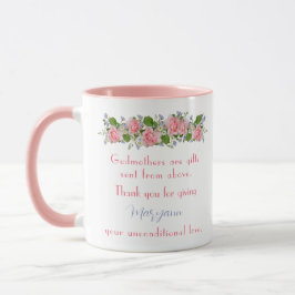 Taza Gracias Madrina Regalo Flores Rosa Personalizadas