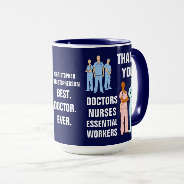 Taza Gracias Médicas Enfermeras Trabajadoras Esenciales (Anverso derecho)