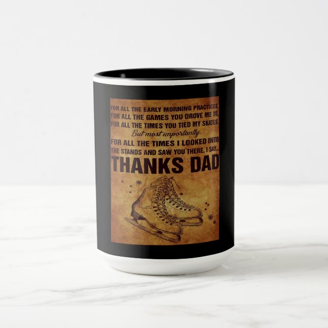 Taza Gracias papá patines de hielo (Centro)