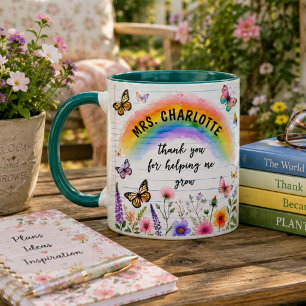 Taza Gracias por Ayudarme a Crecer Profesor Arcoíris