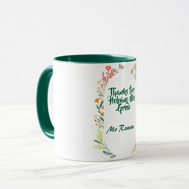 Taza Gracias por ayudarme a crecer, profesor personaliz (Anverso izquierdo)