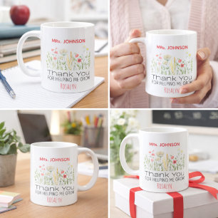 Taza Gracias por ayudarme a crecer Profesor Personaliza
