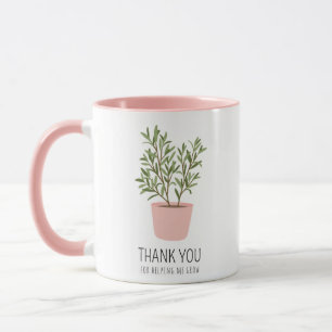 Taza Gracias por ayudarme a crecer, rosa moderno