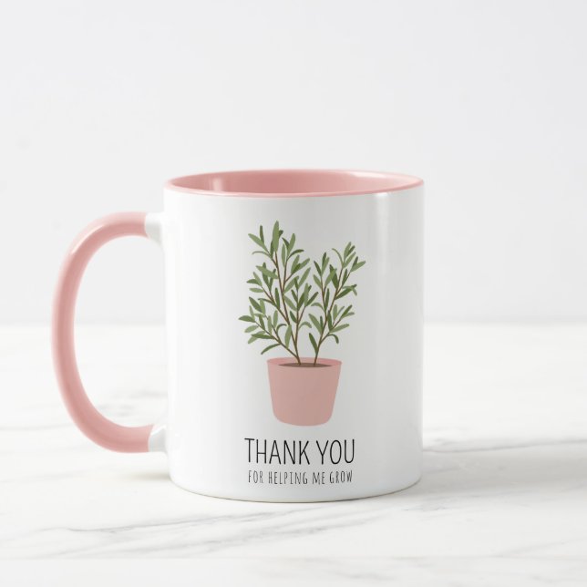 Taza Gracias por ayudarme a crecer, rosa moderno (Izquierda)