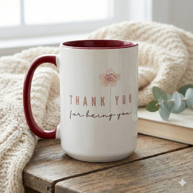 Taza Gracias Por Ser Tú (Thank someone special with this beautiful watercolor floral, "Thank you for being you" mug!)