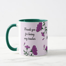 Taza Gracias Profesor Apreciación Floral Púrpura