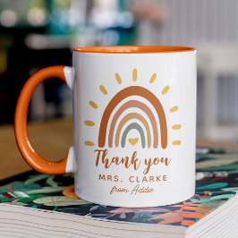 Taza Gracias Profesor Nombre Personalizado Boho Arcoiri