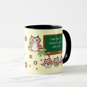 Taza Gracias, Profesor. Nombre personalizado de búhos d