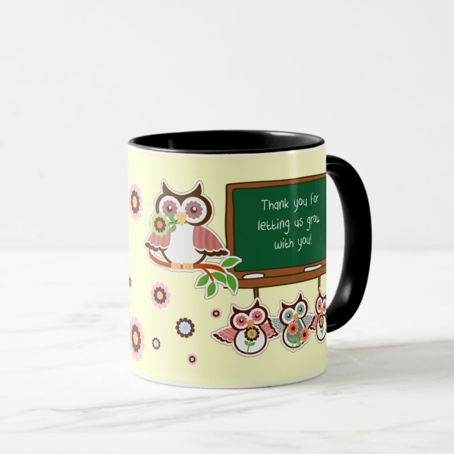 Taza Gracias, Profesor. Nombre personalizado de búhos d (Anverso derecho)