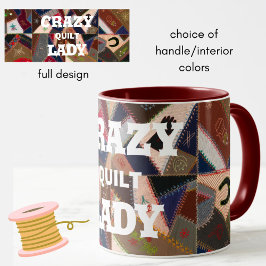 Taza Graciosa "Crazy Quilt Lady" Vieja Parche Quilt