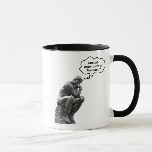 Taza Graciosa estatua de Rodin Thinker - ¿pizza o comid (Derecha)
