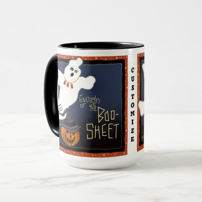 Taza Graciosa hoja de boo Personalizable fantasma (Anverso izquierdo)