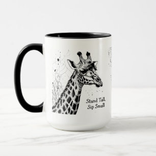 Taza Graciosa jirafa de tinta blanca negra personalizad