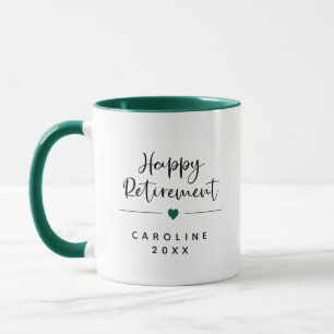 Taza Graciosa jubilación feliz y tazón cardíaco