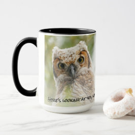Taza Graciosa Lechuza Lechuza Ojos Amarillos Mirándote