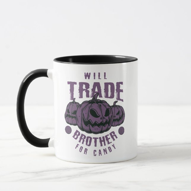 Taza Graciosa Mug De Halloween - Comerciará Con Hermano (Izquierda)
