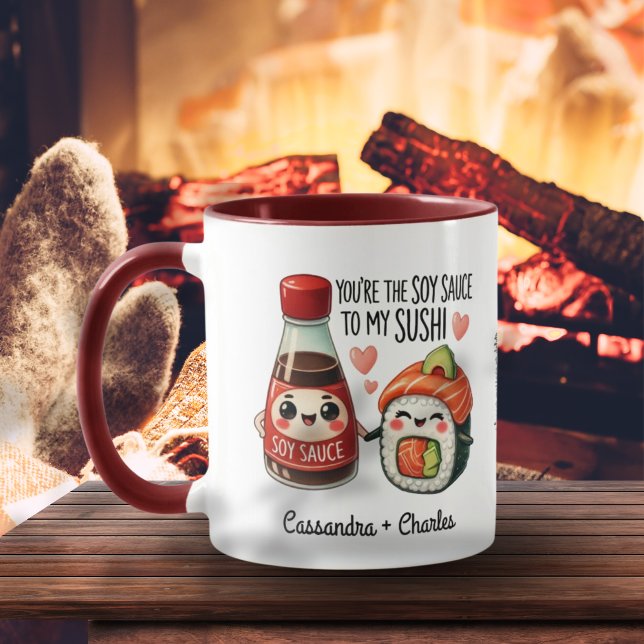 Taza Graciosa pareja de Personalizados "Salsa de soja a (Funny Custom Couple "Soy Sauce to My Sushi" Gift Mug)