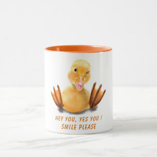 Taza Graciosa sonrisa de pato amarillo - Texto Personal