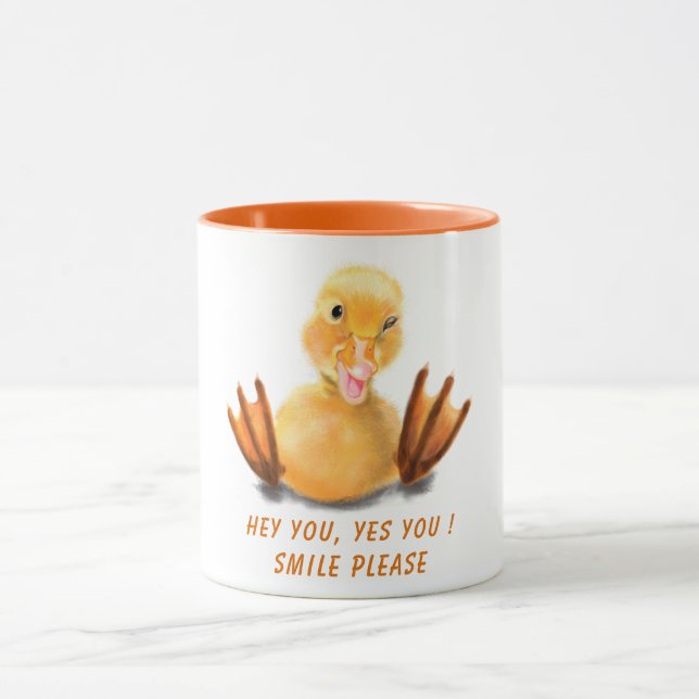 Taza Graciosa sonrisa de pato amarillo - Texto Personal (Centro)