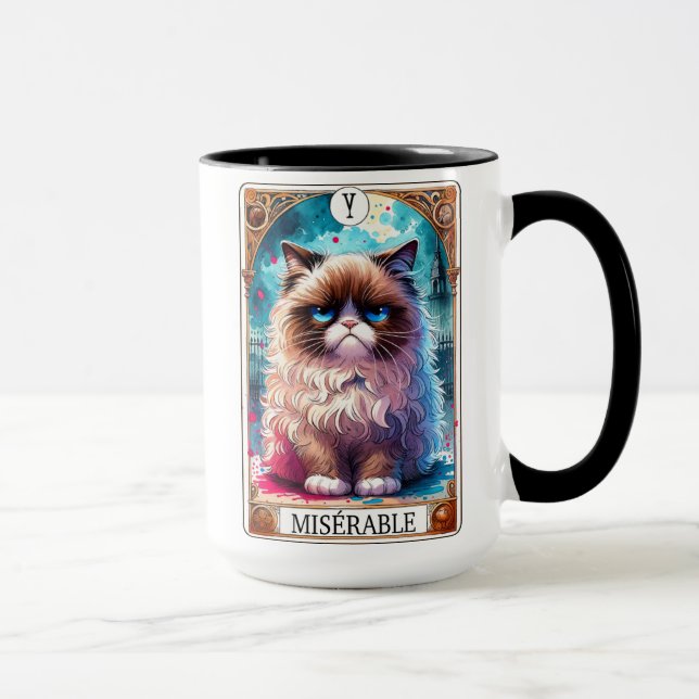 Taza Graciosa tarjeta Tarot Gato Miserable (Derecha)