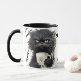 Taza gracioso café de gato enojado
