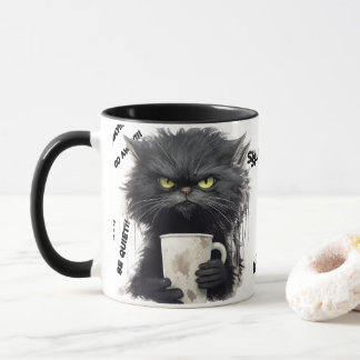 Taza gracioso café de gato enojado