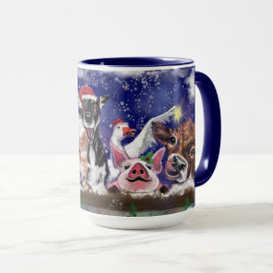 Taza Gracioso cerdo con Fiesta de Navidades de animales